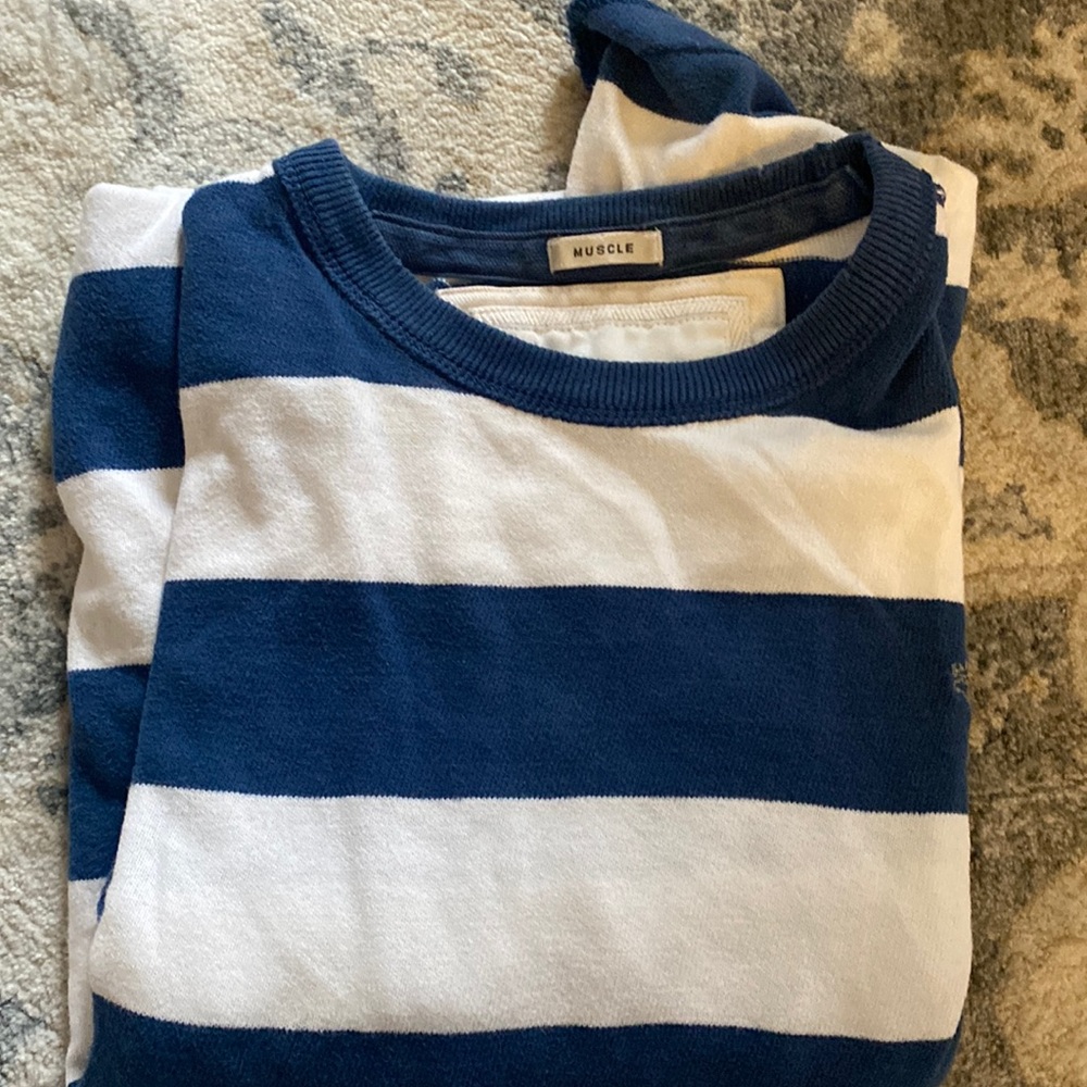 Blue & white Stripped long sleeve mens shirt